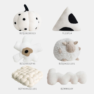 异形枕黑白北欧ins抱枕样板房装饰枕羊羔绒可爱波点南瓜