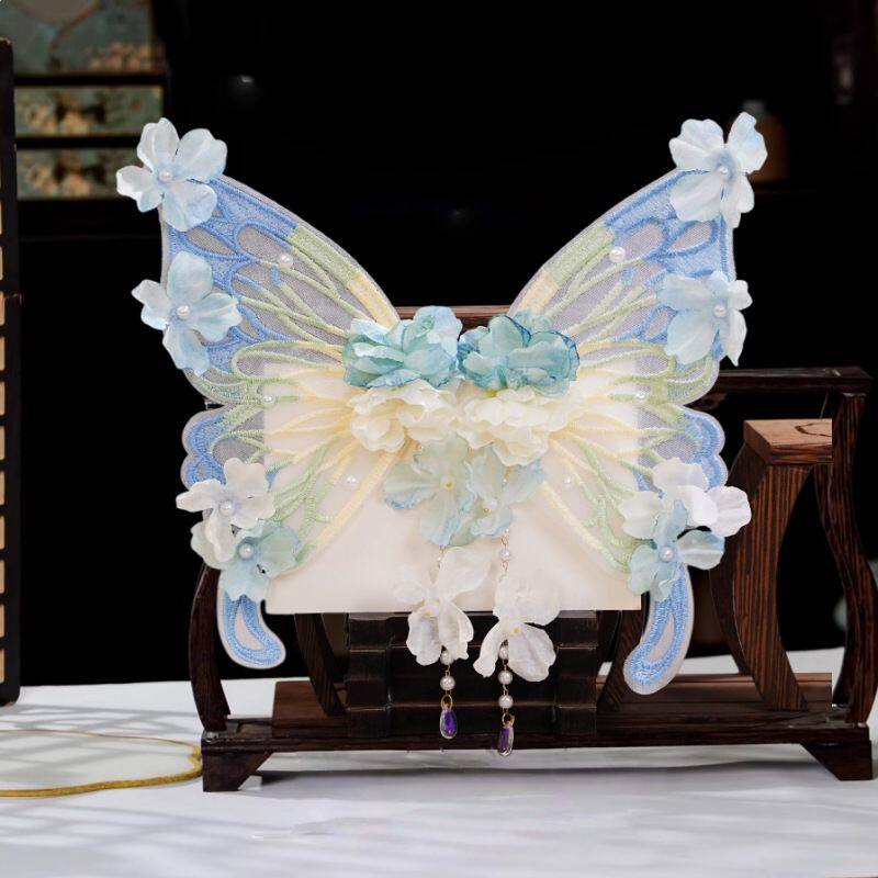 超仙大蝴蝶绢花发夹扑棱蛾子流苏后压百搭古风汉服头饰配饰