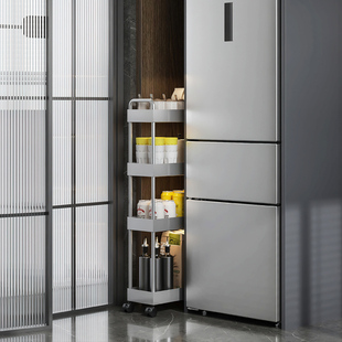 碳钢厨房夹缝置物架极窄缝隙收纳架洗衣机冰箱缝隙架小推车储物架