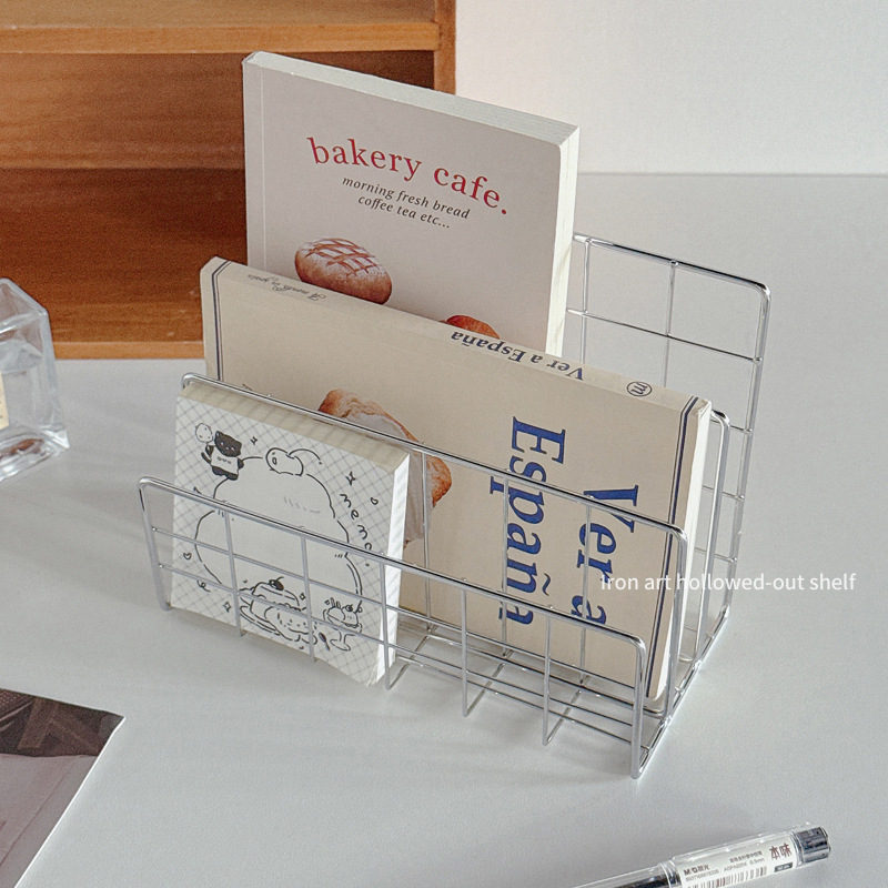 简约ins风不锈钢整理架书立学生