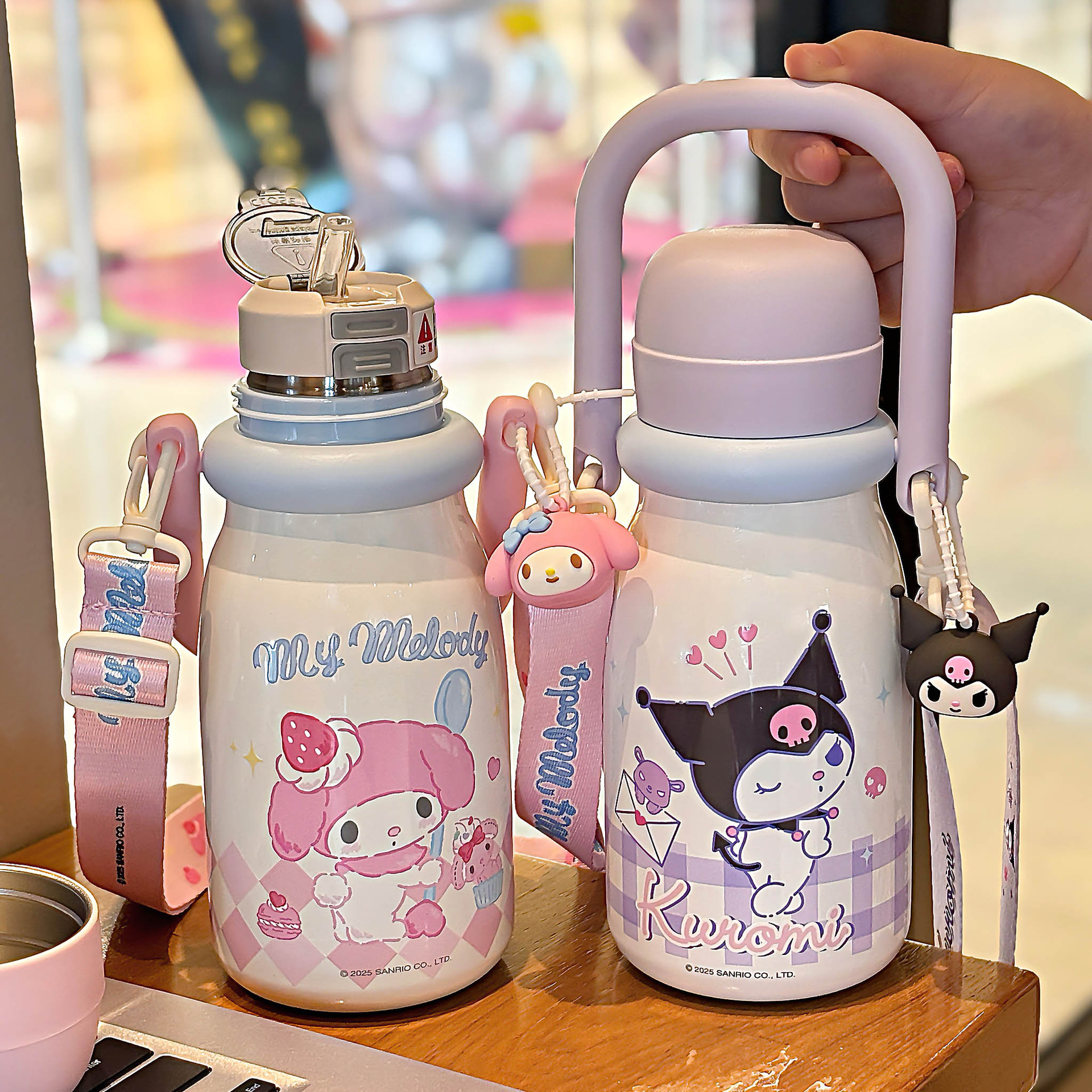 三丽鸥儿童系列牛奶瓶提手保温杯可调节杯绳携带方便一杯双饮水杯