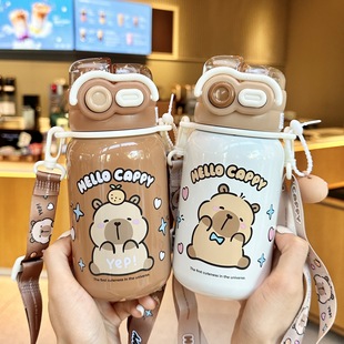 卡皮巴拉儿童保温杯女孩2025新款 316吸管水杯男学生上学专用杯子
