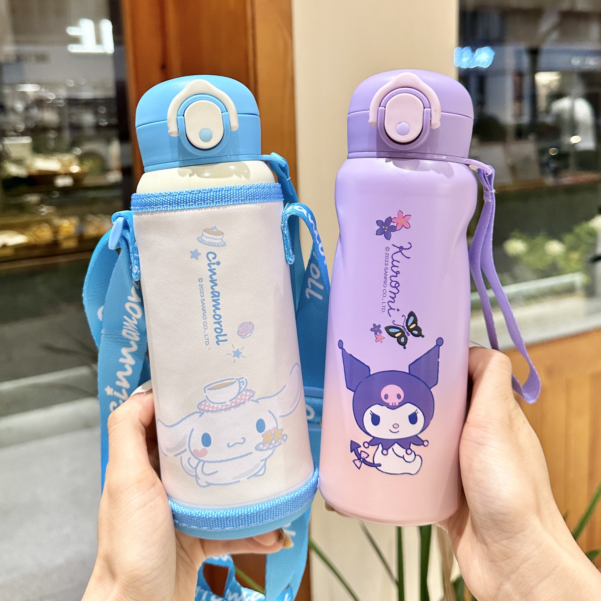 库洛米儿童保温杯6-12岁上学专用水杯女可爱大容量吸管杯新款2025