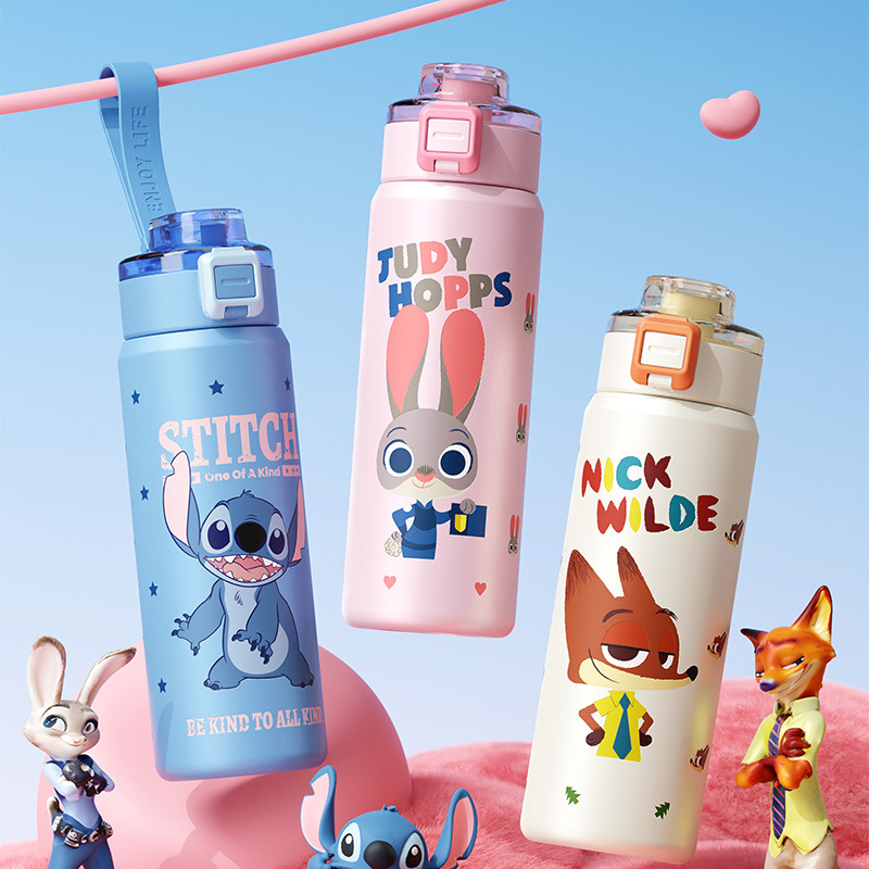 朱迪史迪奇儿童保温杯直饮吸管双饮水杯小学生上学专用杯壶