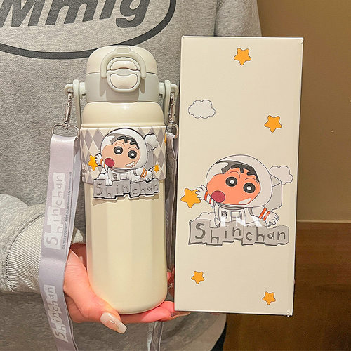 蜡笔小新儿童保温杯316食品级小学生吸管水杯幼儿园水壶生日礼物