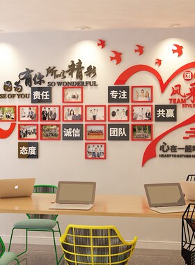 公司企业文化相框照片墙布置团队激励口号励志墙贴办公室装饰标语