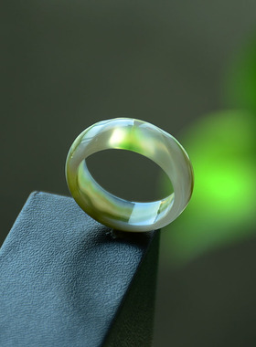 梦幻山川205天然奇石玉髓指环戒指女食指玛瑙男素圈跑环证书0218