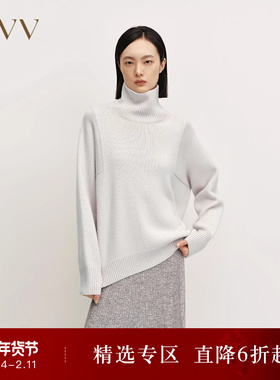 OVVOutlet秋冬热卖女装高领保暖舒适粗针阔版长袖休闲羊绒衫