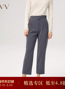 OVV秋冬热卖日本进口三醋酸高腰褶饰垂坠休闲长裤GKCAJ31101A