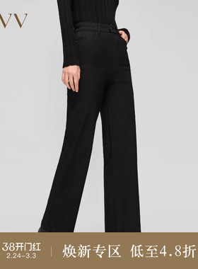 OVV秋冬新款女装意大利进口棉质面料高腰直筒易搭牛仔裤