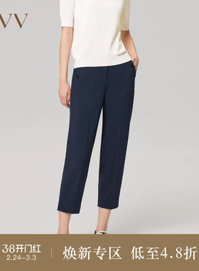 OVV Outlet秋冬女装针织罗马布弹力简约基础休闲裤