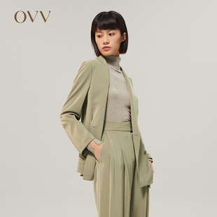 OVVOutlet【日本进口三醋酸】秋冬新款女双排扣套装西服外套