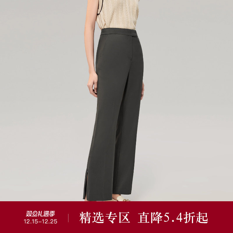 OVVOVVOutlet秋冬女装羊毛混纺垂坠廓形微喇套装西服裤子