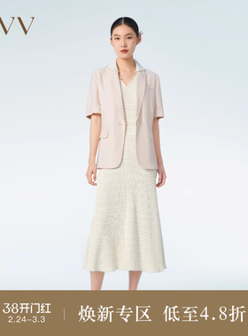 OVV春夏热卖女装醋酸仿麻时尚一粒扣休闲短袖西服外套