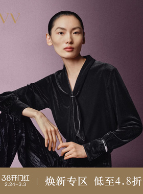 【极夜丝绒】OVVOutlet秋冬热卖女装时髦套头长袖休闲上衣