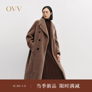 经典 女装 平驳领复古双排扣保暖羊毛大衣 新款 OVVOutlet秋冬热卖
