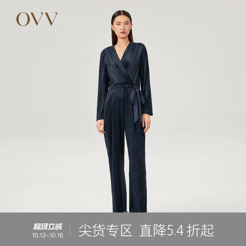 OVVOutlet 秋冬热卖日本进口面料高弹针织丝绒连体裤