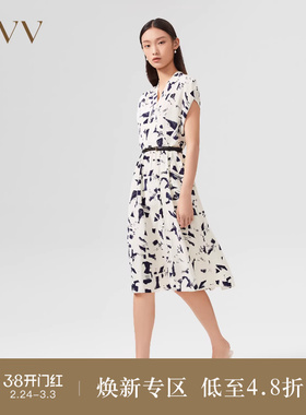 OVVOutletMM重绉真丝包肩短袖连衣裙