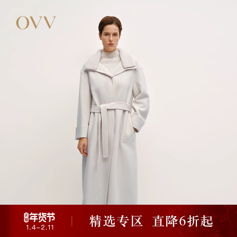 OVV秋冬热卖女装毛领设计随附腰带羊毛双面呢大衣,女装/女士精品,毛呢外套,淘宝优惠券,粉丝福利购,淘宝优惠卷