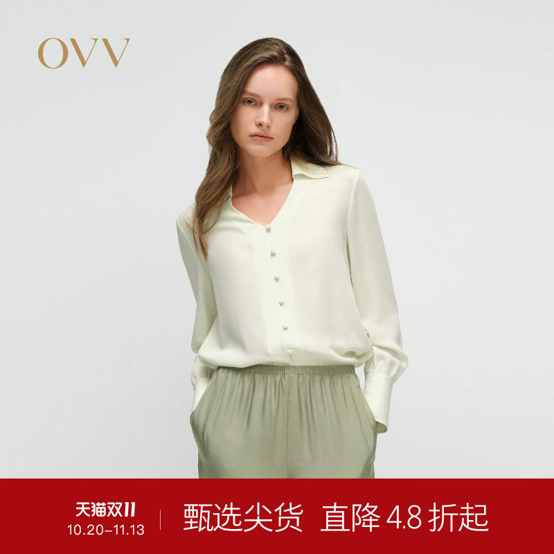 【重磅真丝】OVV春夏新款女装22MM建宏绉优雅衬衫