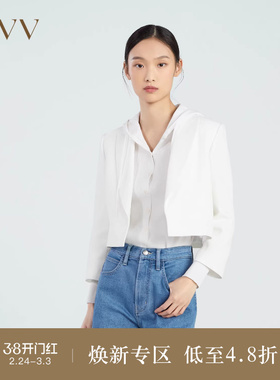 OVV春夏热卖女装意大利进口单色花呢休闲短款西服外套