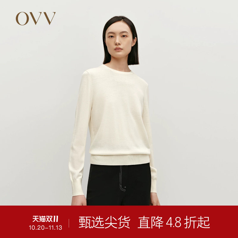 【黄金羊毛】OVVOutlet秋冬热卖热卖女装圆领可机洗长袖针织衫