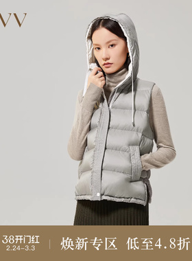 OVVOutlet秋冬女装连帽防风立领90鹅绒羽绒马甲背心