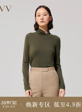 【鄂尔多斯羊绒】OVVOutlet秋冬女装简约大气休闲长袖针织衫