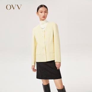 Outlet秋冬热卖 OVV 双面尼轻薄两面穿圆领隐形贴袋休闲外套