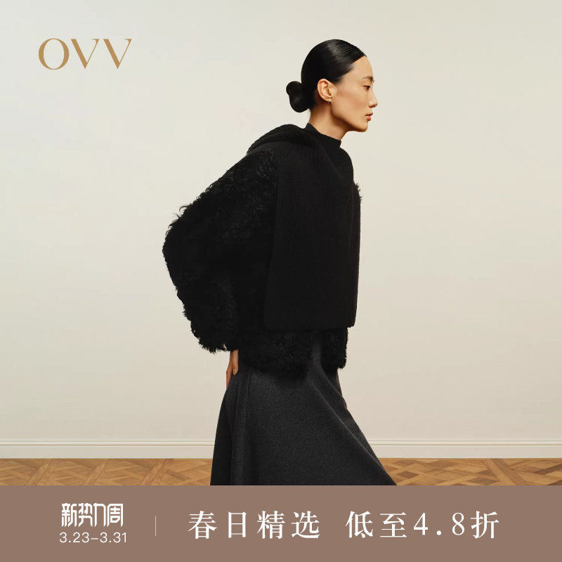 OVV秋冬热卖女装可双面穿着36mm卷毛小圆领皮草外套