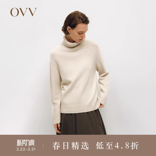 针织衫 羊毛羊绒混纺可翻折高领长袖 女装 OVVOutlet秋冬热卖
