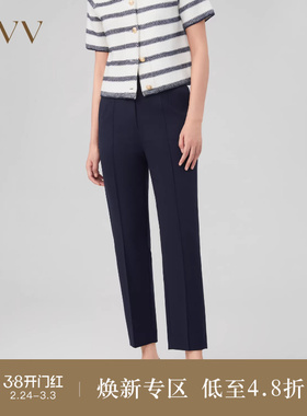 OVV秋冬新款女装双层弹力羊毛无腰小脚裤舒适休闲长裤