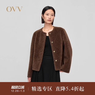 圆领短款 阿尔巴卡混纺羊毛经典 大衣外套 女装 OVV秋冬热卖