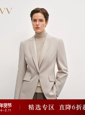 OVVOutlet秋冬热卖新款女装时尚修身戗驳领职业通勤休闲西服外套