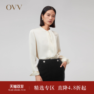衬衫 缎面醋酸造型感飘带设计休闲感长袖 女装 OVVOutlet秋冬新款