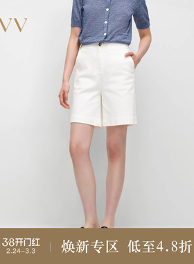 OVV2025春夏新款女装经典基础清爽白色易搭休闲牛仔短裤