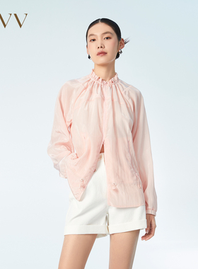 OVVOutlet【爱情而已同款】 春夏新款女双开拉链轻盈光泽休闲外套