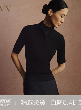 【18针系列】OVVOutlet秋冬热卖女装丝棉半高领中袖针织衫