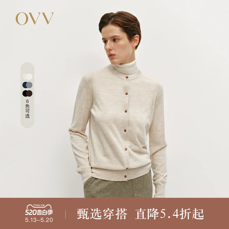 【可机洗羊毛】OVVOutlet24秋冬新女多色简约宽松长袖针织