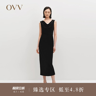 女装 极夜丝绒 OVVOutlet秋冬热卖 连衣裙 日本进口面料荡领无袖