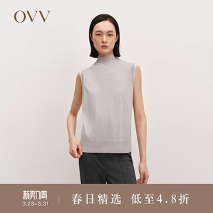 舒弹半高领无袖 女装 OVVOutlet秋冬热卖 针织背心 黄金羊毛