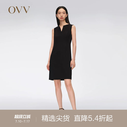 OVV大气小黑裙开衩连衣裙春夏