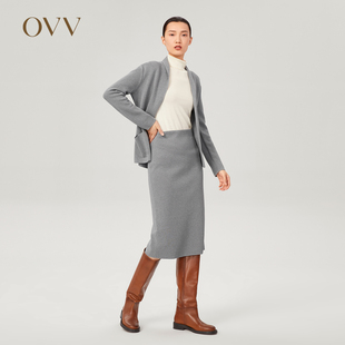 OVV 后开衩针织半裙 弹力丝棉混纺基础修身 Outlet秋冬热卖