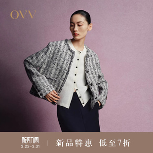 OVVOutlet秋冬热卖 粗花呢 意大利进口面料夹克休闲外套 经典