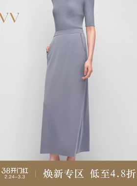OVV2025春夏新款女装经典直筒易搭配休闲通勤针织半身裙