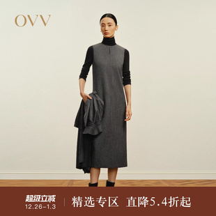 连衣裙简约休闲长款 圆领无袖 背心裙 女装 OVVOutlet秋冬热卖