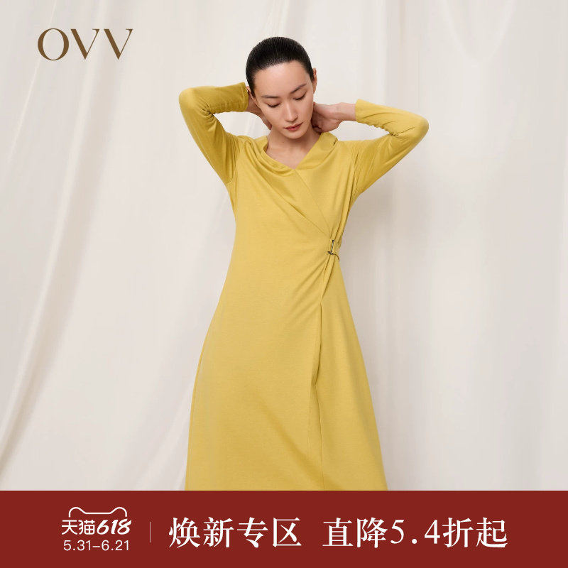 OVV Outlet 秋冬新款女围裹式可水洗针织羊毛休闲通勤长袖