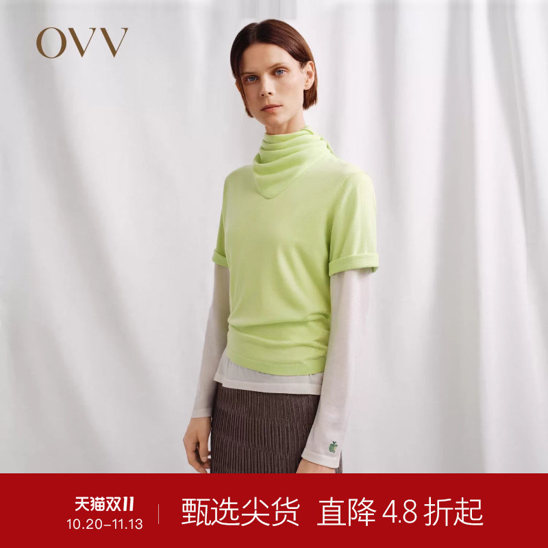 【可机洗黄金羊毛】OVVOutlet秋冬热卖女装精致刺绣针织衫