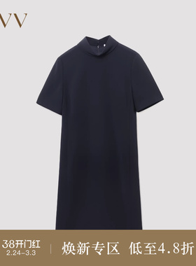 【日本进口三醋酸】OVVOutlet秋冬热卖女装高领短袖连衣裙