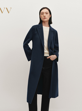 OVVOutlet秋冬热卖女装戗驳领休闲通勤保暖羊毛双面呢大衣